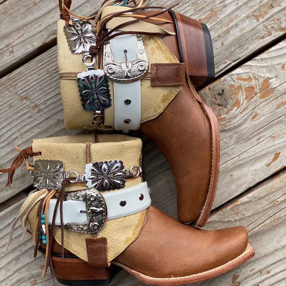 Size 6.5 Ankle Boots UPCycled Cowgirl Boots Cowboy